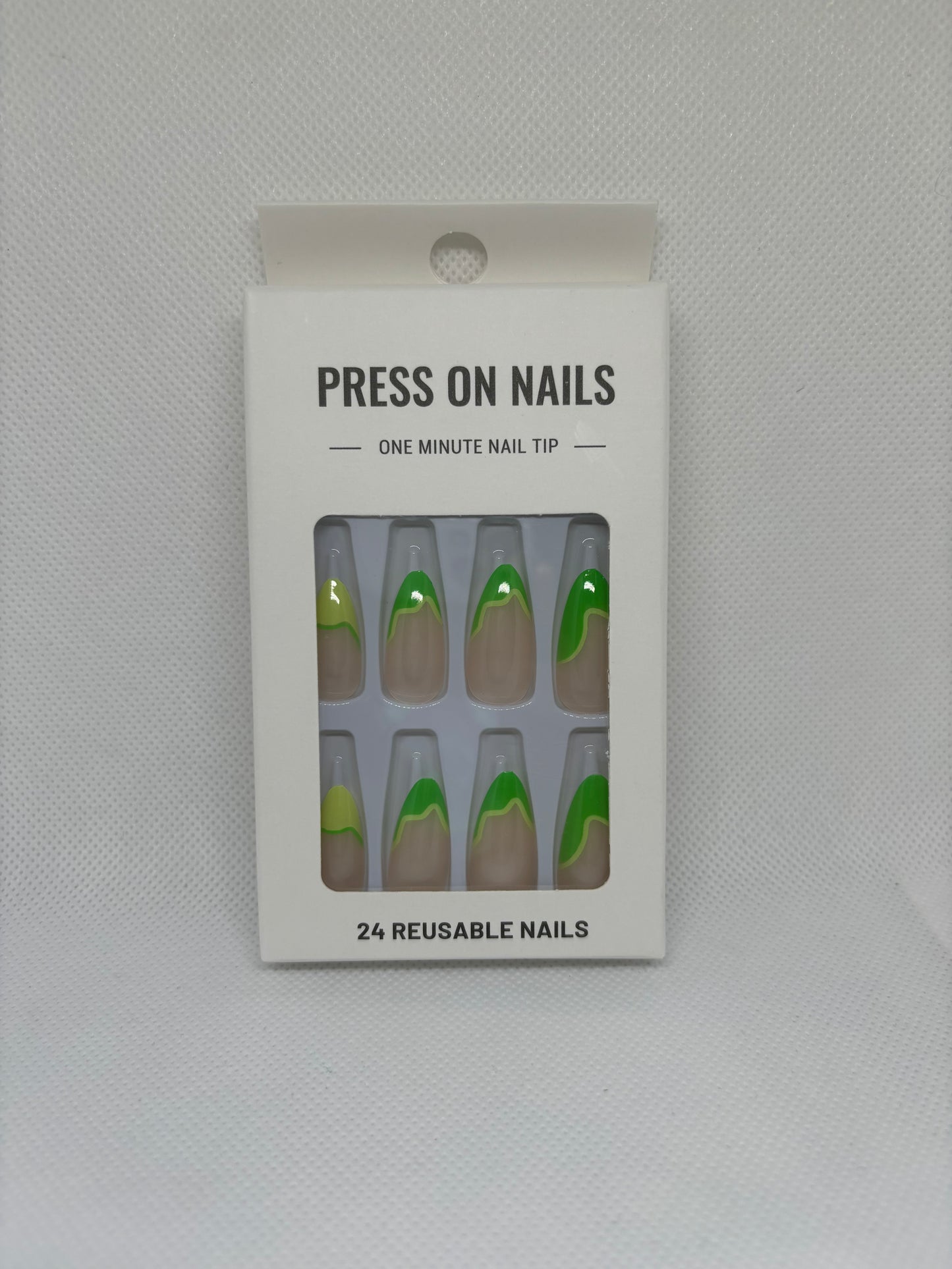 pollens out almond shaped press on nails, front package