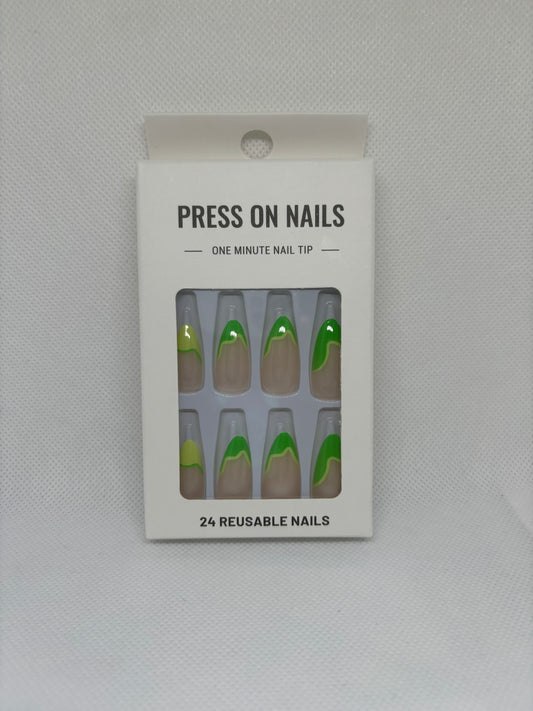 pollens out almond shaped press on nails, front package