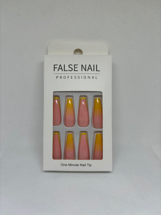 mimosa coffin shaped press on nails, front package