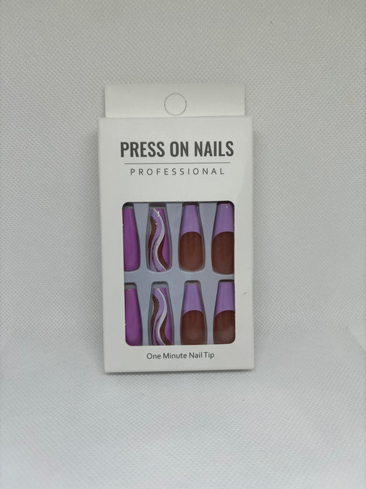 purple is royal coffin press on nails, front package