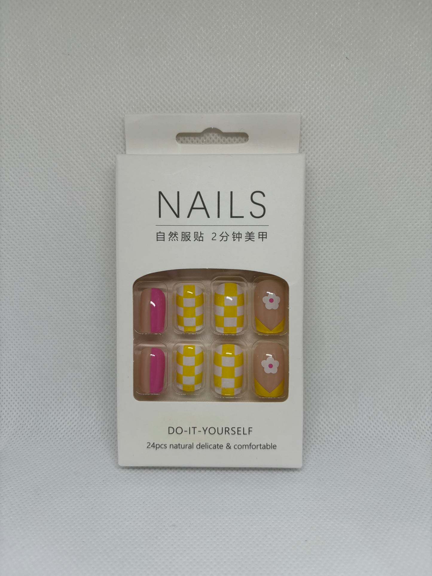 shag baby square shaped press on nails, front package