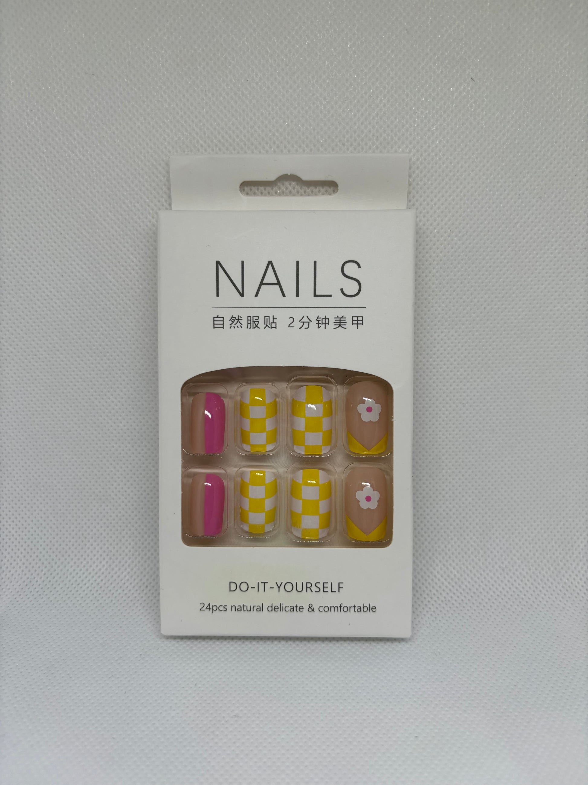 shag baby square shaped press on nails, front package