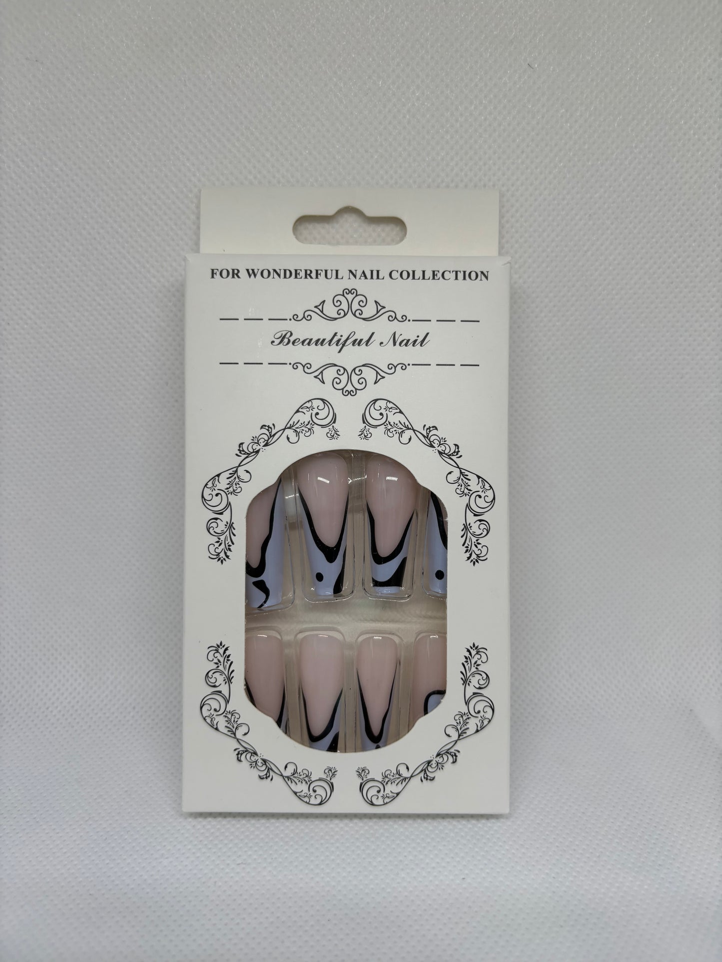 dalmatian coffin shaped press on nails, front package