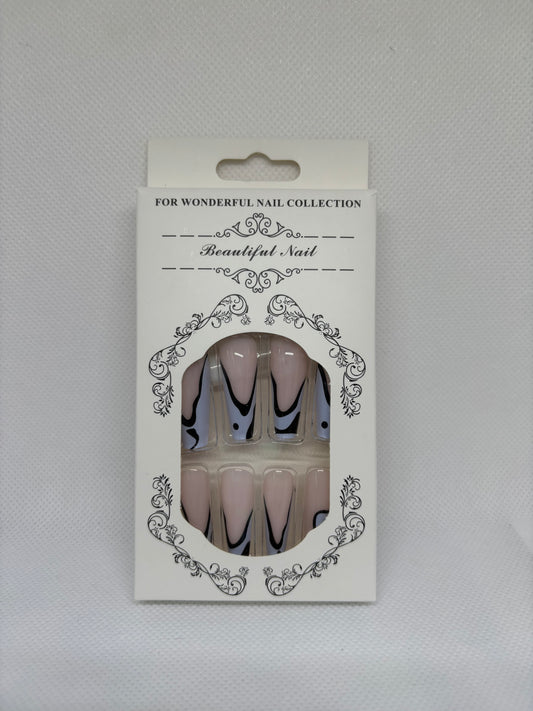 dalmatian coffin shaped press on nails, front package